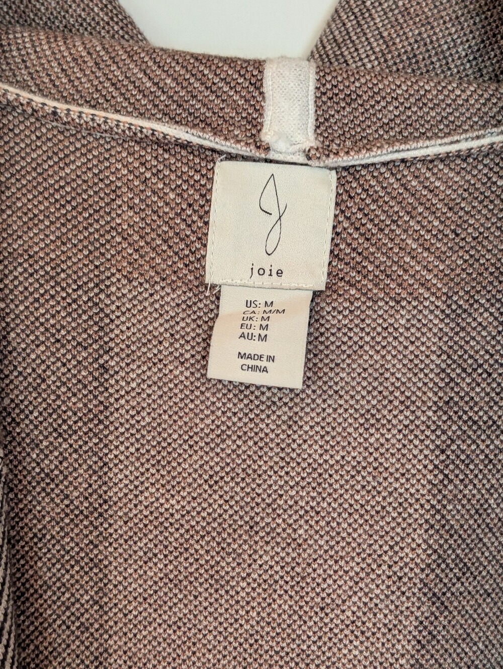 Women's Cozy JOIE Hooded Belted Sweater Coat Cardigan - Brown & Cream Plaid Sz M - Picture 6 of 9